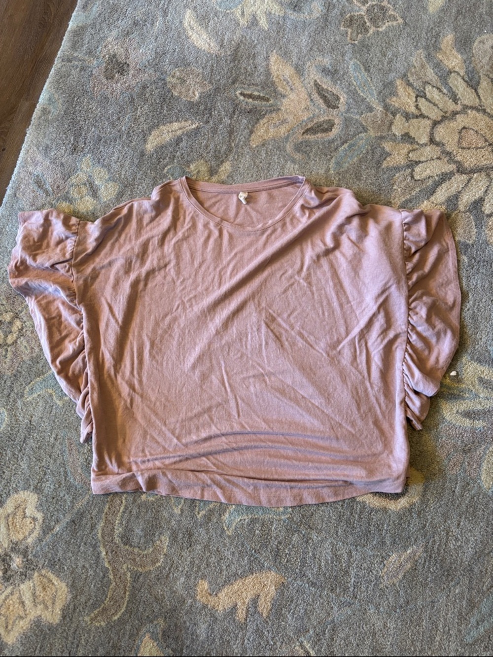 Wishlist Dusty Rose Ruffle Sleeve Boxy Top